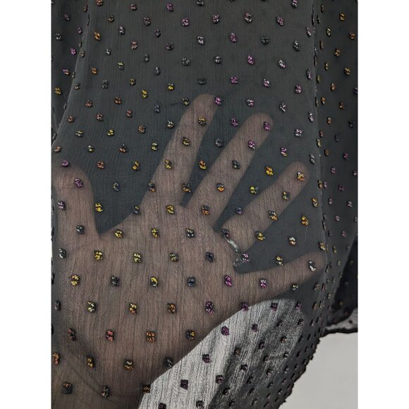 Torrid Sheer Blouse Women Size L Clip Dots Textured Rainbow Office Whimsigothic - Picture 3 of 9